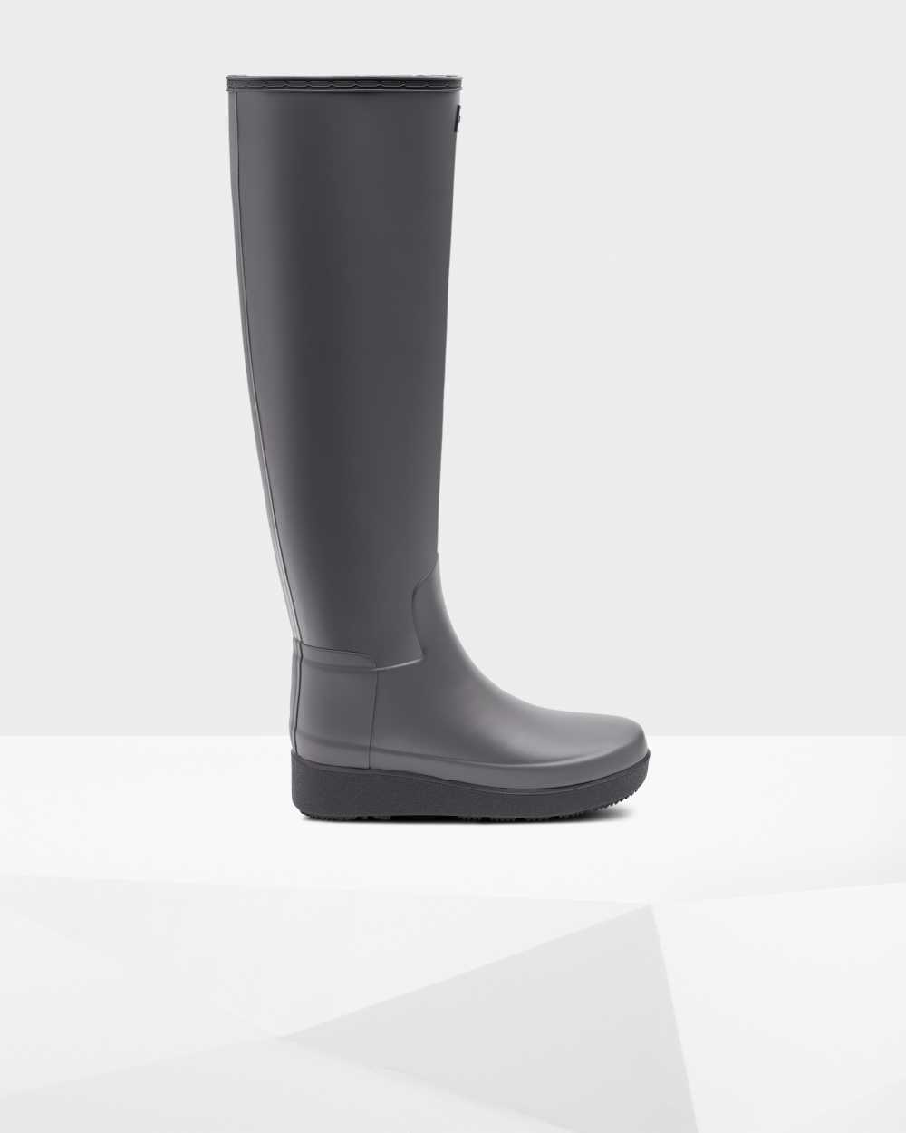 Womens Hunter Refined Slim Fit Creeper Knee-High Rain Boots Light Grey | MPQDZK-568